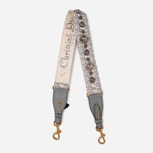 Dior Grey Oblique Studded Shoulder Strap